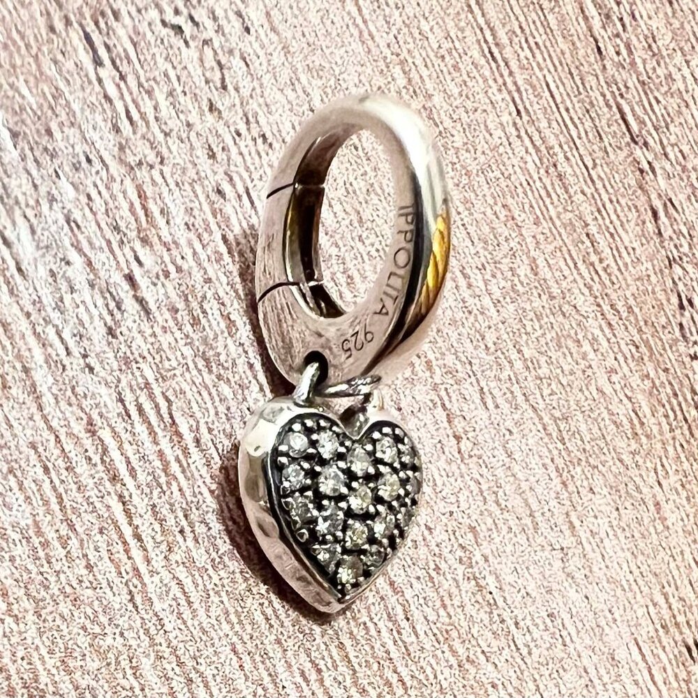 NEW! $495 Ippolita Sterling Silver Diamond Heart Reversible Heart Charm Pendant - Picture 2 of 5